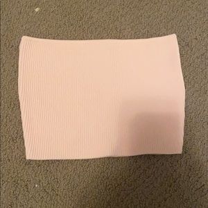 Pink ribbed tube tope